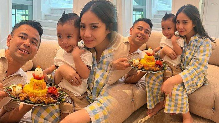 Raffi Ahmad dan Nagita Slavina mendapat kejutan tumpeng dari Rayyanza
