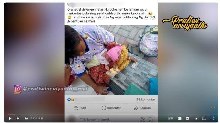 Romlah terciduk warga menyuapi bayinya yang baru berusia 7 hari dengan bolu dan teh kemasan