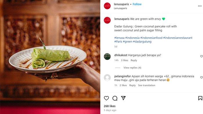 Salah satu menu di restoran Raffi Ahmad Green coconut pancake roll