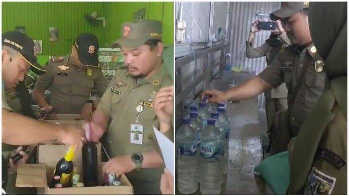 Satpol PP Demak menyita bahan dasar pembuatan es moni yang marak di kalangan pelajar