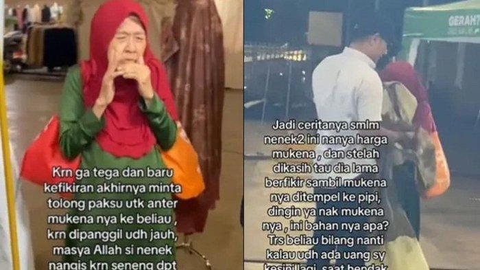 Seorang nenek nangis diberi mukena gratis.