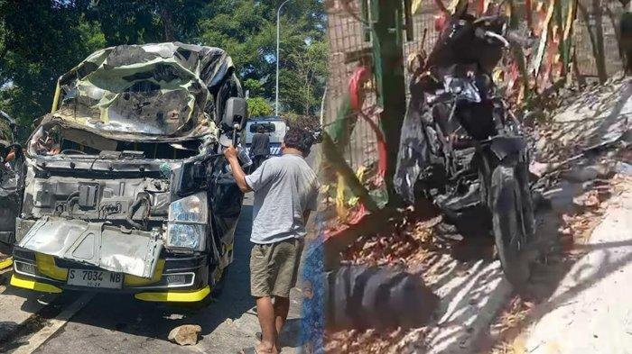 Kondisi Elf rem blong menghantam pengendara sepasang kekasih di jalur Gunung Bromo, Sabtu (17/8/2024). Sepasang Kekasih Korban Meninggal Dihantam Elf PT Sehati Surabaya Rem Blong di Jalur Gunung Bromo