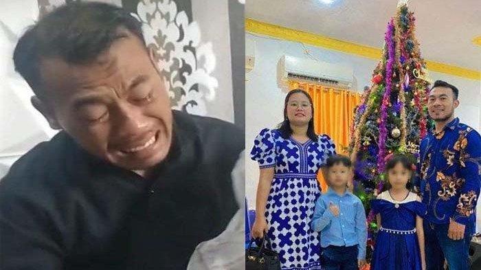 ISTRI DIBUNUH SUAMI - Wadison Pasaribu saat menangisi Petry Sihombing (KIRI) dan kebersamaan semasa hidup (KANAN). Kini terkuak dugaan motif Wadison Pasaribu tega membunuh istrinya, Petry Sihombing.