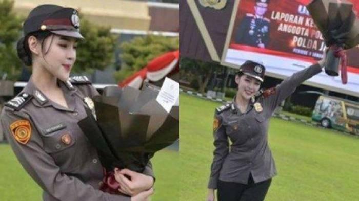 Sosok Eby Feronica anggota polisi Polda Jatim yang disebut mirip artis Korea.
