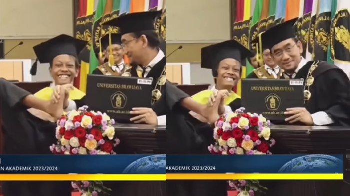 Sosok Elo Wisudawan UB Tak Punya Tangan Salaman Pakai Kaki dengan Rektor, Diterima di 2 Perusahaan