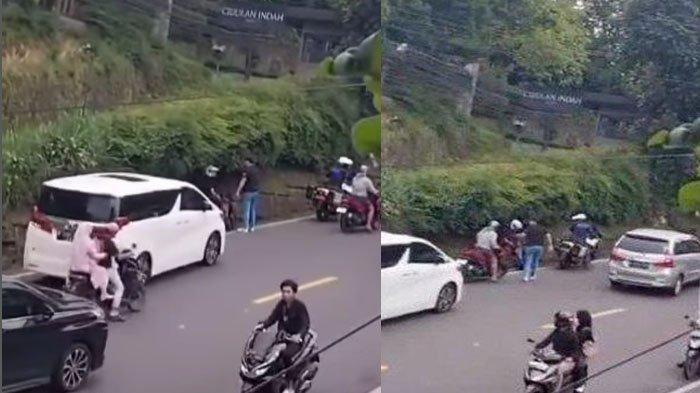 PATWAL TENDANG PEMOTOR - Sosok penumpang mobil Alphard putih yang menjadi pemicu Patwal tendang pemotor di Puncak menjadi viral di media sosial.