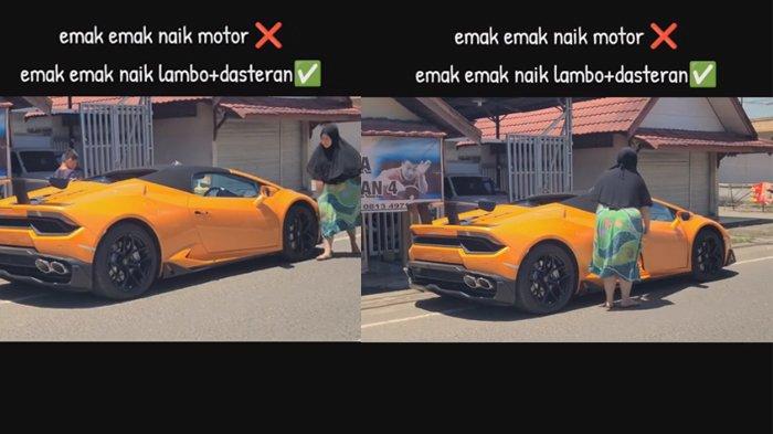 Sosok emak-emak viral berdaster naik Lamborghini ternyata masih gadis