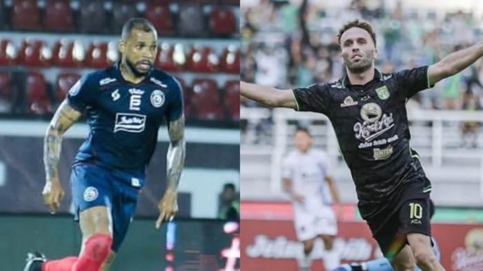 Striker Arema FC, Gustavo Almeida, dan gelandang Persebaya Surabaya, Ze Valente.
