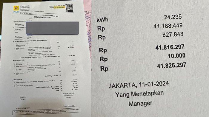 Surat dari pelanggan PLN yang beredar di medsos soal tagihan susulan Rp 41 juta