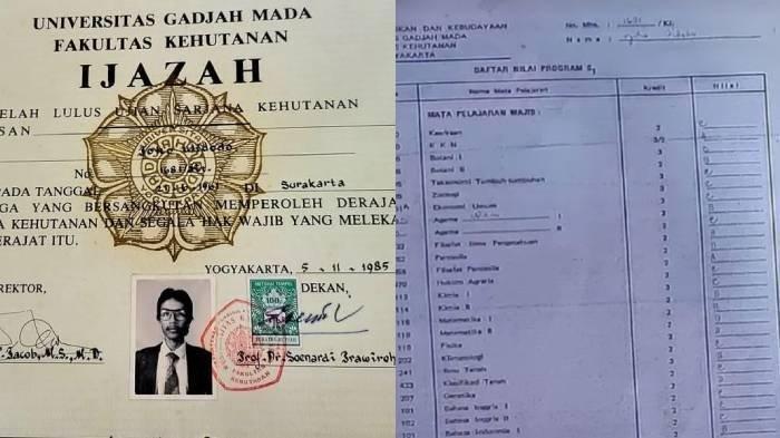 TRANSKRIP NILAI JOKOWI - Penampakan Transkrip Nilai Jokowi di UGM, Mata Kuliah Matematika II dan Fisika Dapat D (Kolase Kompas TV dan Twitter @DianSandiUtama)