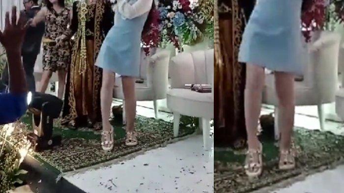 Tampak dekat sandal Happy Asmara yang disorot mirip pemberian Denny Caknan