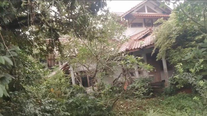 Tampak depan rumah Pak Usman mantan miliarder tinggal sendirian ditumbuhi tanaman liar