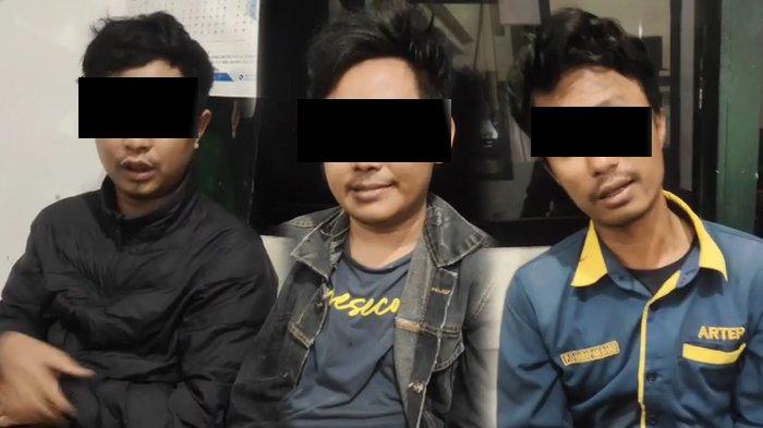 TERDUGA PENGGEROYOK : Tampang 3 terduga pengeroyok Perwira TNI AL inisial A di Terminal Arjosari Kota Malang yang ditangkap oleh POMAL dan polisi.