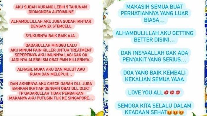 Tangkapan layar Instagram Story Kartika Putri. (Instagram @kartikaputriworld)