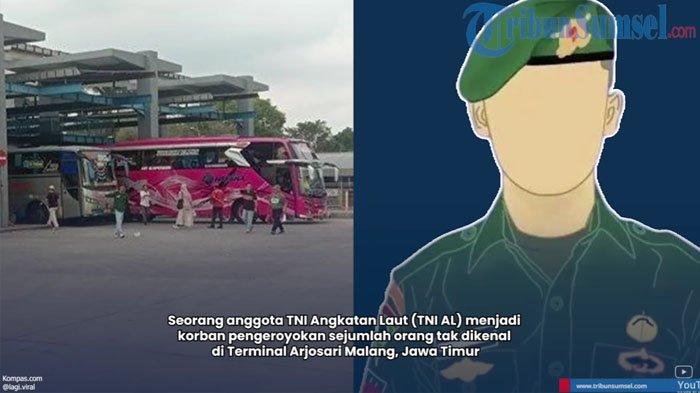 PERWIRA TNI DIKEROYOK PREMAN - Viral perwira TNI AL dikeroyok preman di Terminal Arjosari Kota Malang.