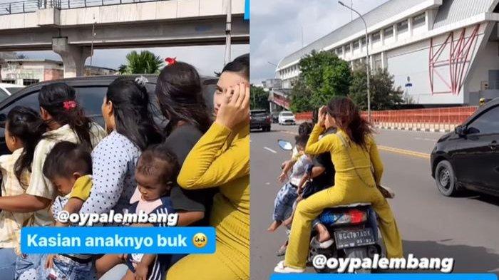 Viral Emak-emak Bonceng Motor Bertujuh di Jalan Raya, Begini Nasibnya Usai Diamankan Polisi