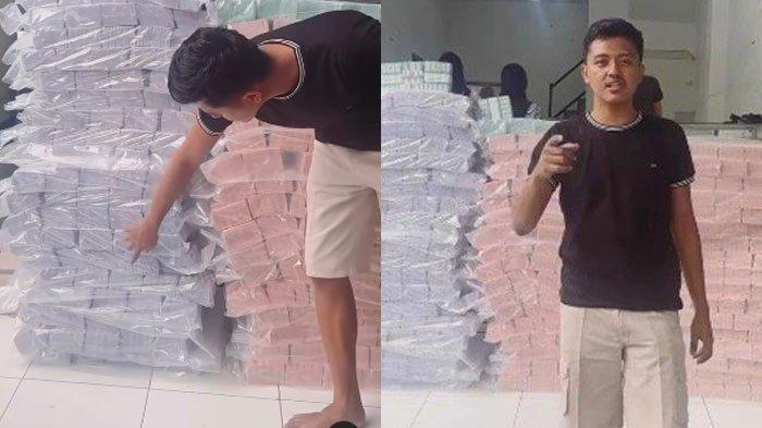 VIRAL TUMPUKAN UANG - Tangkapan layar Instagram @palembangg, Senin (24/3/2025). Viral tumpukan uang baru sejumlah Rp2 miliar di sebuah ruko Pasuruan, Jawa Timur. (Instagram/palembangg)