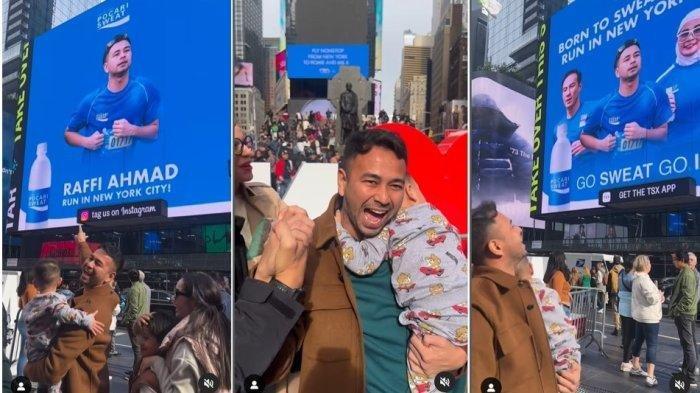 Wajah Raffi Ahmad di billboard Times Square New York