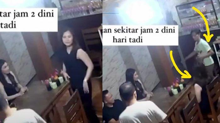 Wanita melempar mangkok ke lantai di depan pelayan berlalu pergi