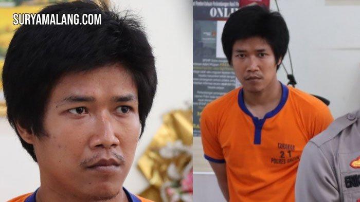 Muhammad Qo'dad Af'alul Kirom alias Afan (29), pembunuh putri kandungnya umur 9 tahun, di dalam kamar rumah kontrakannya di Dusun Plampang, Desa Putat Lor Kecamatan Menganti, Gresik.