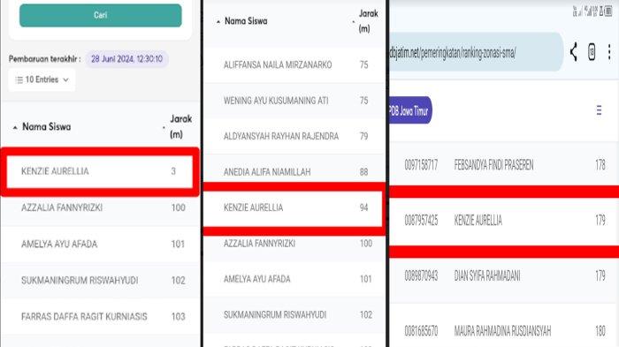 BUKTI KEBOBROKAN - Ini bukti kebobrokan sistem PPDB jalur Zonasi SMAN di Tulungagung. Tangakapan layar ini menunjukkan bagaimana data jarak zonasi rumah seorang siswa pendaftar di PPDB jalur zonasi SMAN 1 Kedungwaru Tulungagung bisa berubah-ubah. Sesuatu yang seharusnya tidak bisa terjadi di sebuat sistem IT