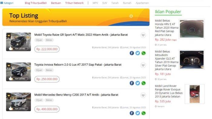 Fitur Top Listing pada iklan Tribun Jual Beli.