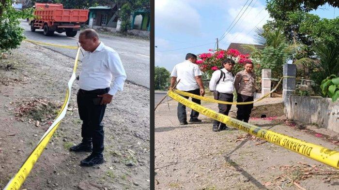 IDENTITAS KORBAN - Anggota Polres Blitar memeriksa kondisi sekitar TKP penemuan jasad perempuan tanpa identitas, cewek bertato di pinggir Jalan Raya Blitar-Malang yang telah diberi garis polisi, Senin (7/7/2025).