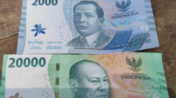Penampakan uang baru dalam bentuk pecahan Rp 2.000 dan Rp 20.000