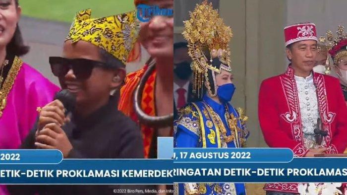 Potret Farel Prayoga saat menyanyikan lagu Ojo Dibandingke depan Presiden Jokowi di Istana Negara, Rabu (17/8/2022)