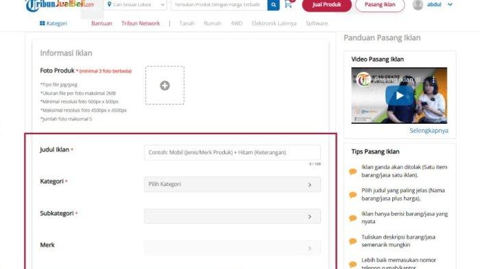 Setelah foto dan judul, silakan isi deskripsi lengkap iklan kamu, mulai dari Kategori, Deskripsi Iklan, Harga hingga Alamat dan Nomor Telepon.