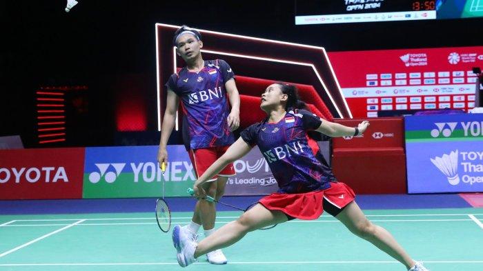 Pasangan ganda campuran Rinov Rivaldy/Pitha Haningtyas Mentari saat tampil di babak semifinal Thailand Terbuka 2024, Sabtu (18/5/2024).