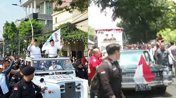 capres dan cawapres pasangan Anies-Cak Imin dikawal mobil Land Rover, Ganjar-Mahfud dikawal Limousine.