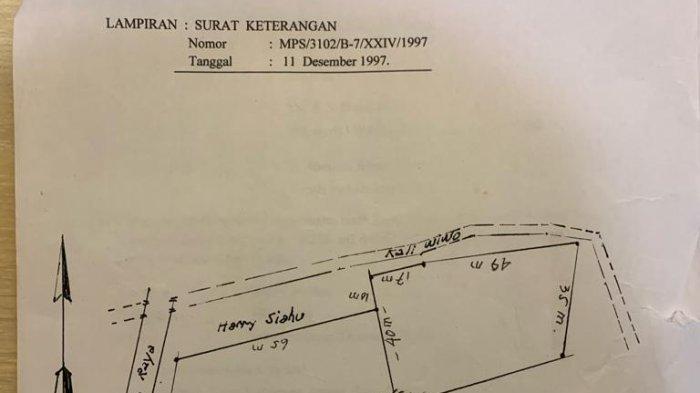 Denah tanah dari GMIH di desa WKO, Kecamatan Tobelo Tengah, yang saat ini jadi masalah.