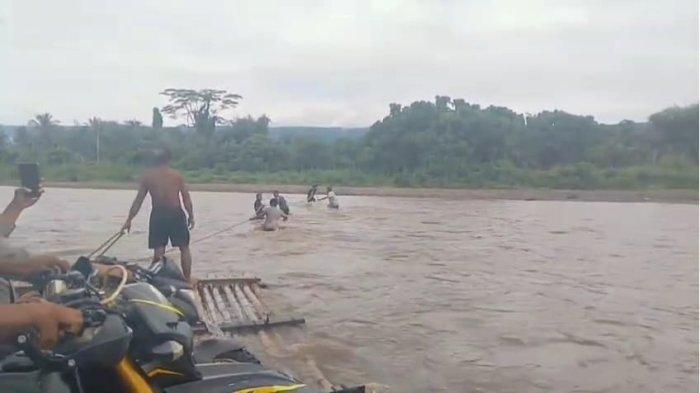 TUNTUTAN: Air sungai penghubung 3 desa di Pulau Taliabu, Maluku Utara meluap pasca hujan, Selasa (13/5/2025)