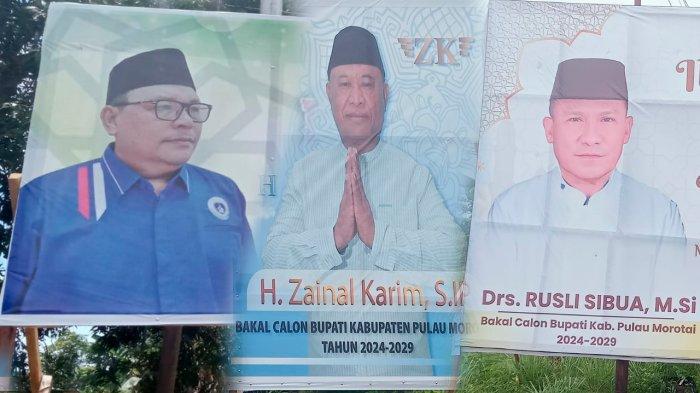 PEMILU: Baliho-baliho bakal Calon Bupati (Cabup) Pulau Morotai mulai di pajang di sejumlah titik keramaian, Kamis (21/3/2024)