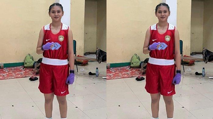 ATLET: Bripda Nurul Herdiana Kusuma do Dasim, Polwan) muda dari Polres Ternate, Polda Maluku Utara yang tampil di Kejurda Boxing Gubernur Cup 2025, Selasa (15/7/2025)
