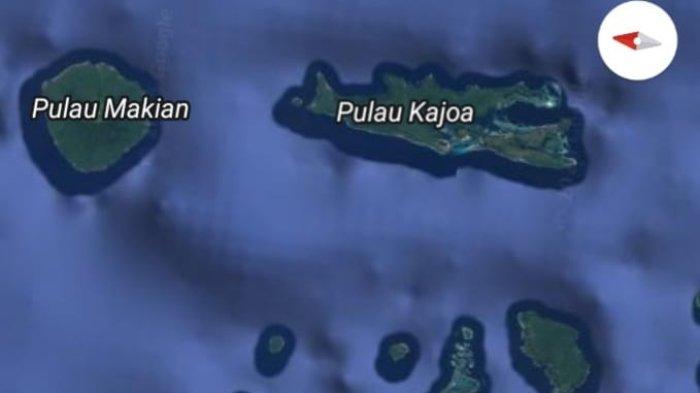PERENCANAAN: Tangkap layar peta Pulau Makian dan Kayoa di Halmahera Selatan, Maluku Utara