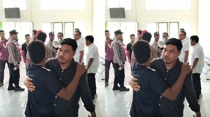 UNJUK RASA: Sekretaris Dinas PUPR Halmahera Selatan, Maluku Utara Yaman D Mappe saat dilerai ketika ngamuk dalam demo proyek jalan hotmix Pulau Makian, Rabu (30/4/2025)