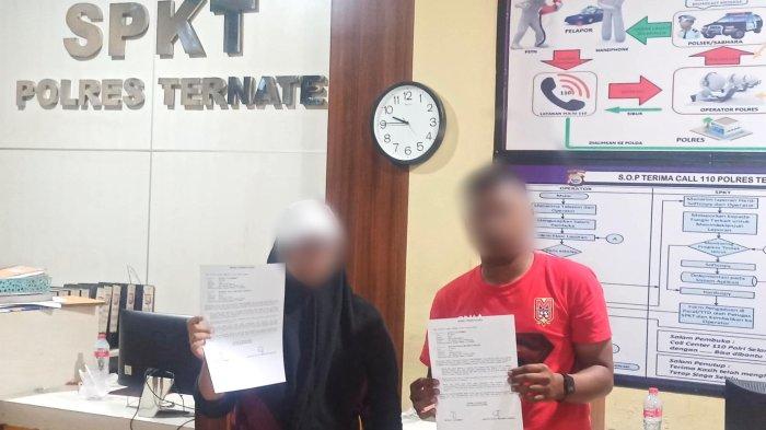 Korban dan terduga pelaku saat menyatakan kesepakatan dengan membuat surat pernyataan di SPKT Polres Ternate, Jumat (10/1/2025)