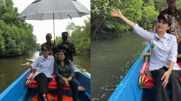 Gubernur Maluku Utara, Sherly Laos atau Sherly Tjoanda menyusuri sungai mangrove dalam acara bertajuk Pancora Beach Festival pada Kamis, 10 April 2025. Acara digelar di Pantai Pancora, Desa Talaga, Ibu Selatan, Halmahera Barat. Gambar tangkap layar dari Instagram.com/@s_tjo