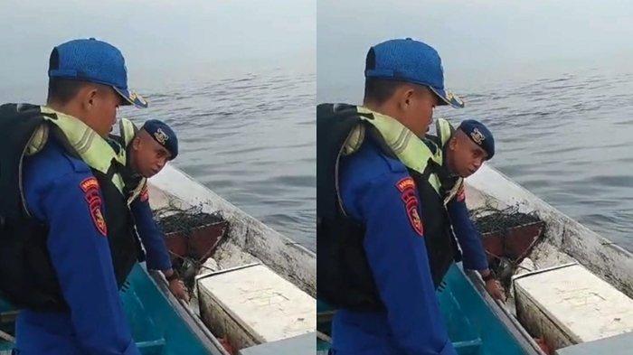PENCARIAN: Anggota Marnit Polairud Pulau Taliabu, Polda Maluku Utara sisir perairan Taliabu, bantu lakukan pencarian satu korban belum ditemukan dalam Insiden ledakan Speedboat Basarnas Ternate.
