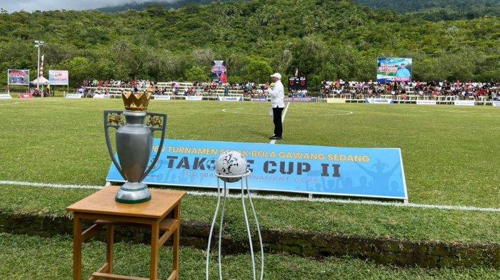 KOMPETISI: Sambutan Wakil Wali Kota Ternate, Maluku Utara Nasri Abubakar pada Open Turnamen Gawang Sedang Takome Cup II 2025, Sabtu (12/7/2025)