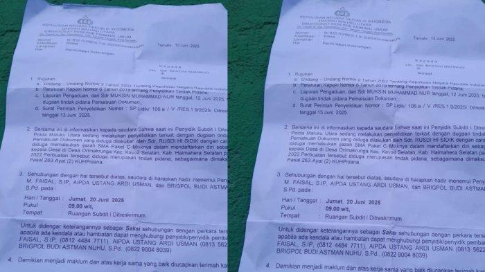 HUKUM: Bukti laporan polisi (LP) di Ditreskrimum Polda Maluku Utara, Selasa (15/7/2025)