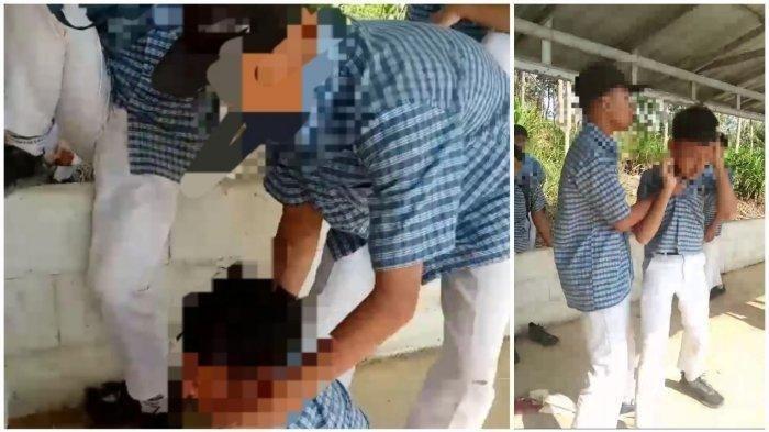 Tangkapan layar atau screenshot aksi bullying atau perundungan siswa SMP Cimanggu, Cilacap, Jawa Tengah. Dinas Pendidikan dan Kebudayaan Cilacap menyesalkan hal tersebut. Mereka juga bakal mendampingi korban.