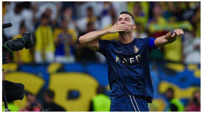 Cristiano Ronaldo saat Al Nassr melumat Al Shabab dengan skor 4-0 dalam Matchday 4 Liga Pro Saudi 2023-2024 di KSU Football Field, Rabu (30/8/2023) dini hari WIB.