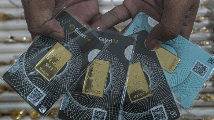 HARGA EMAS PEGADAIAN - Foto emas batangan cetakan Galeri 24, diunduh dari dokumen KOMPAS.com, Kamis (3/7/2025). Berikut harga serta buyback emas Antam, UBS dan Galeri 24 di Pegadaian hari ini, Jumat (18/7/2025).