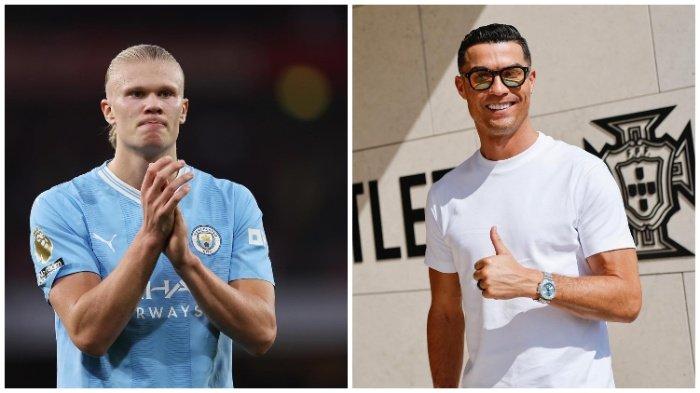 KOLASE FOTO Erling Haaland dan Cristiano Ronaldo