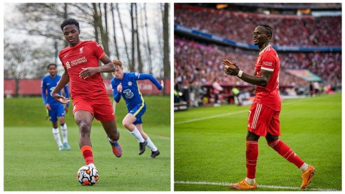 KOLASE FOTO pemain muda Liverpool, Billy Koumetio, dan Sadio Mane, eks Liverpool yang kini berpindah ke Bayern Munich.