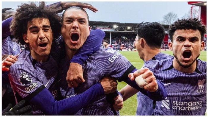 Jayden Danns, Darwin Nunez, dan Luis Diaz saat Liverpool meraih kemenangan tipis 1-0 atas Nottingham Forest dalam Matchday 27 Liga Premier, Sabtu (2/3/2024) malam waktu setempat.