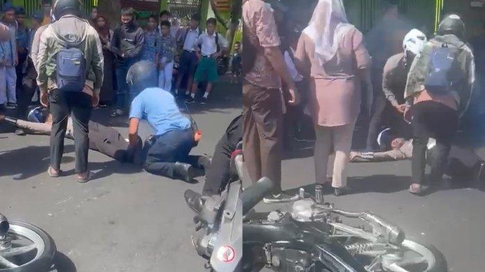 Anggota Polisi ditabrak Anak Sekolah di Ternate Maluku Utara, Kamis (1/8/2024). Terkapar kejang di jalan.
